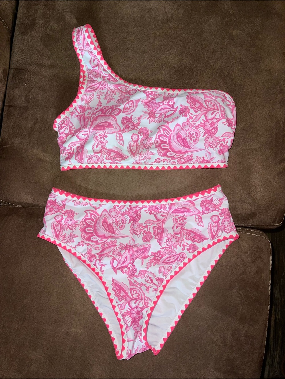 SHEIN Pink & White Floral Swimsuit